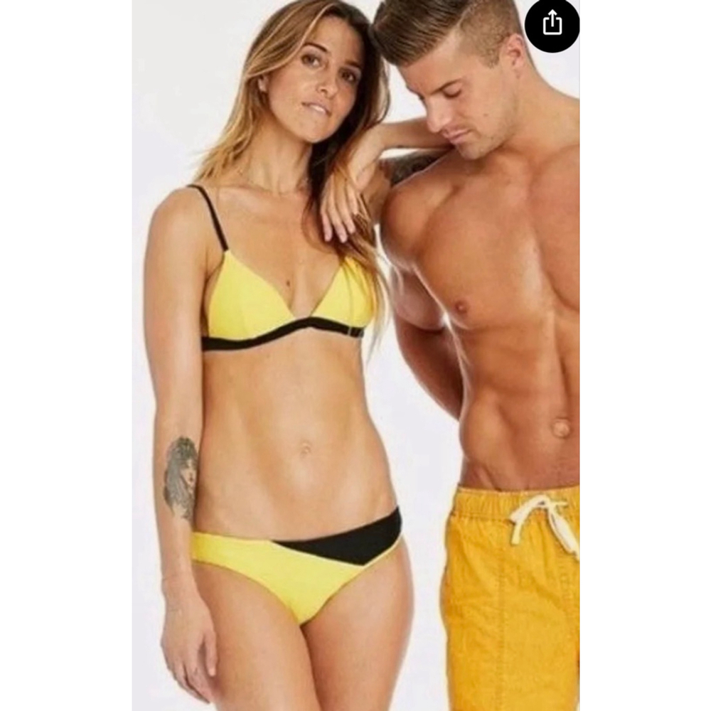 Onia x Soulcycle Lily Bikini Yellow Colorblock Black Ribbed- Size Small